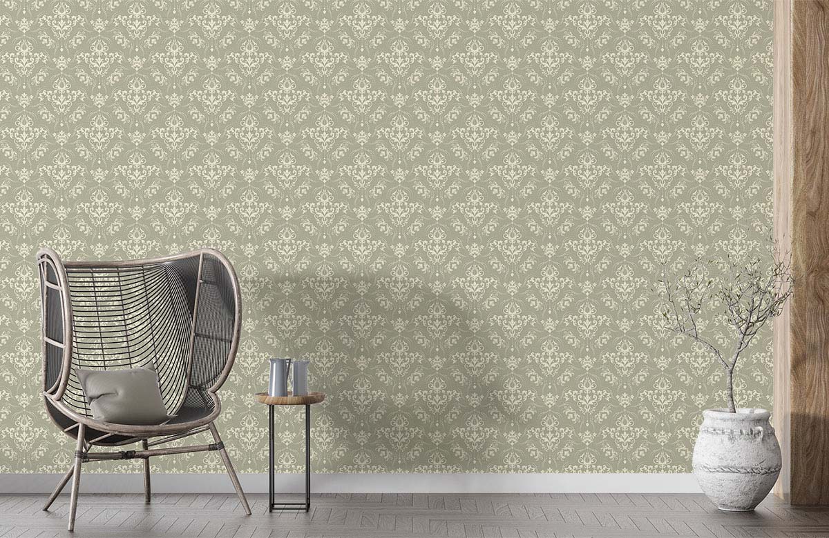 green-classic-damask-pattern-wallpaper-with-chair