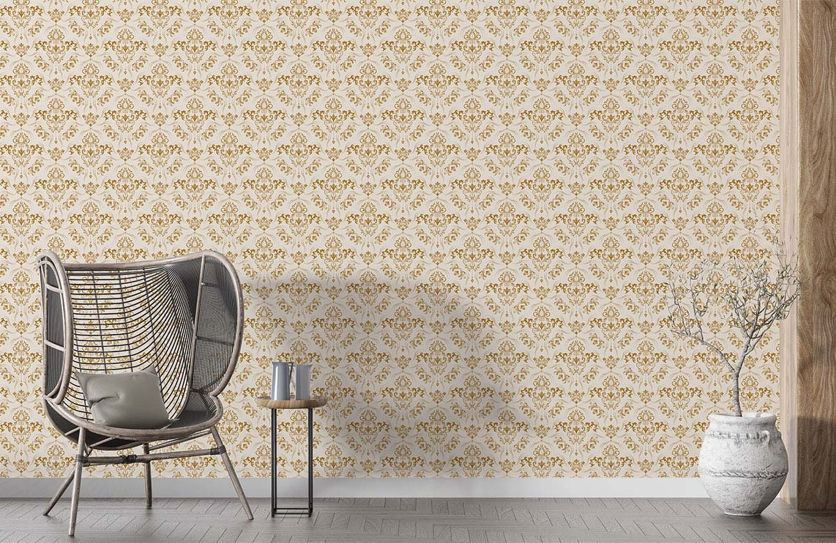 golden-classic-damask-pattern-wallpaper-with-chair