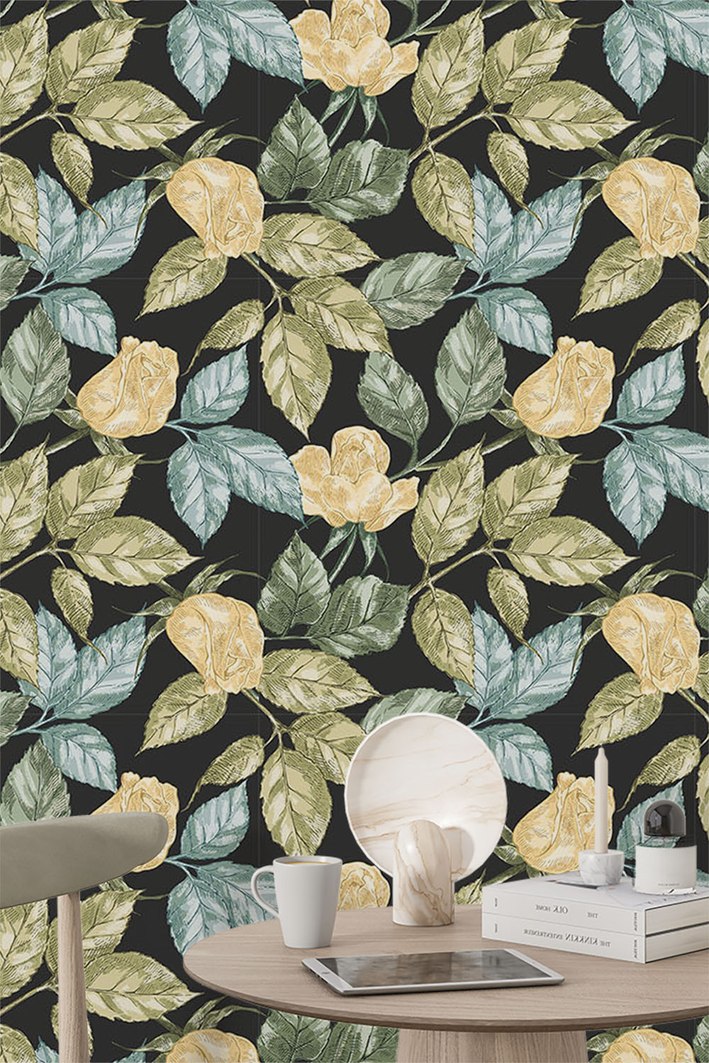 golden-rose-flower-with-leaves-wallpaper-sample