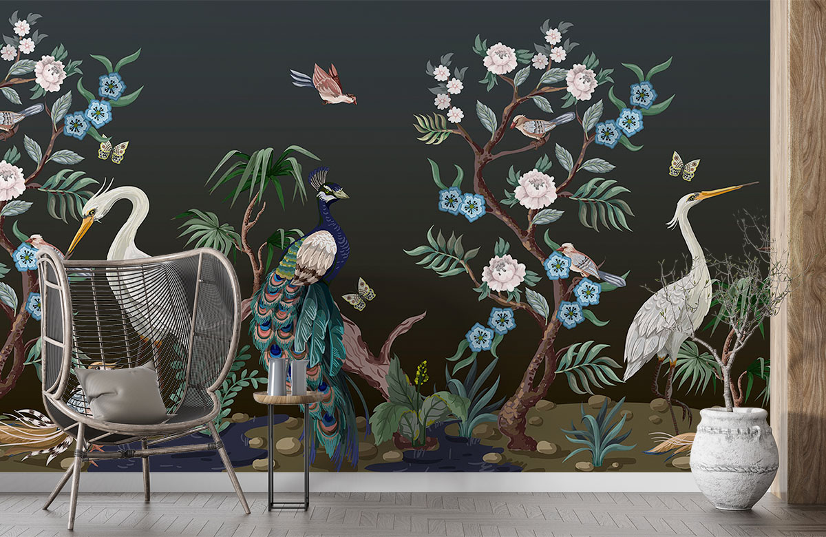 COUNTESSE'S AVIARIUM Neutral Wallpaper Sample