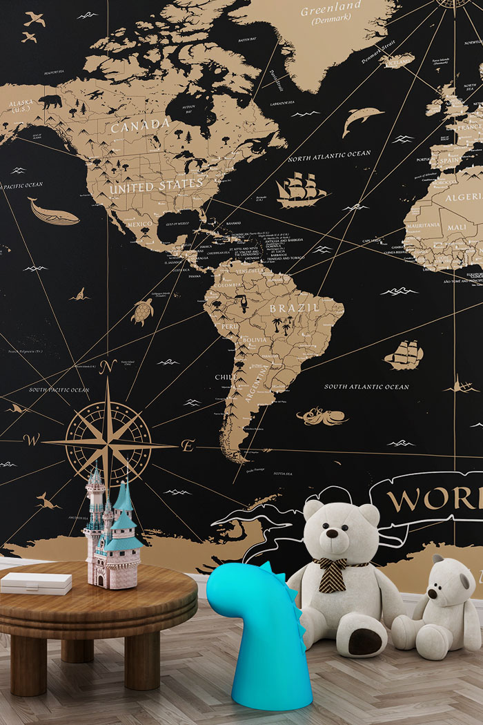 World Map Wallpaper for Walls - Magic Decor ®