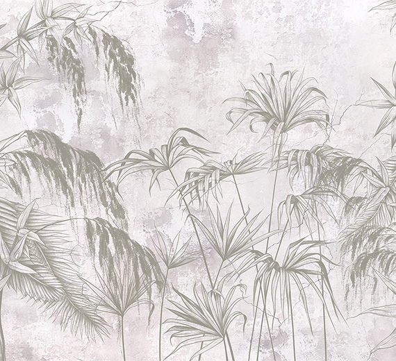 tropical-leaves-and-flowers-on-grunge-wall-murals-thumb