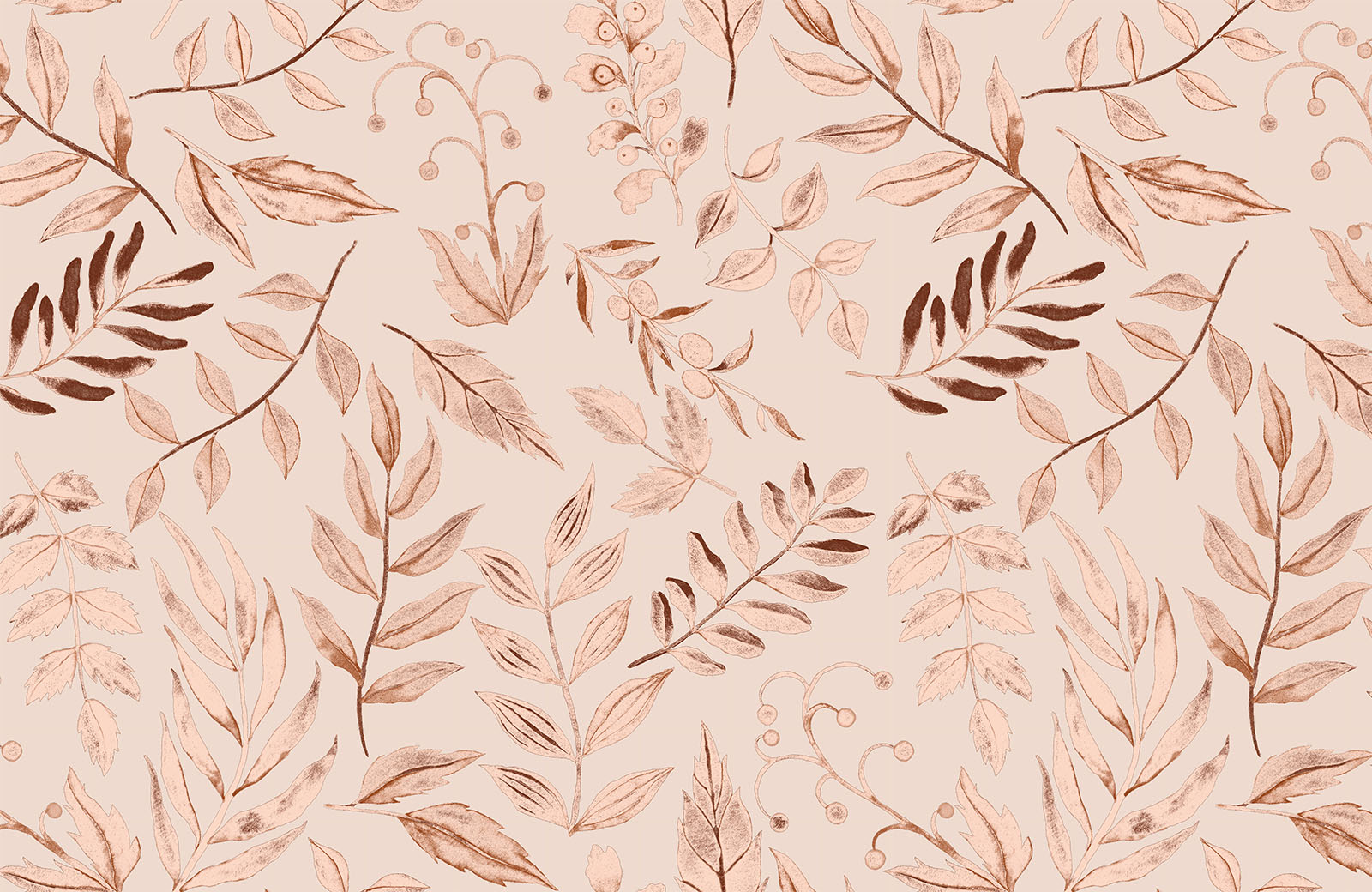watercolour-leaf-branches-in-peach-wallpaper-design