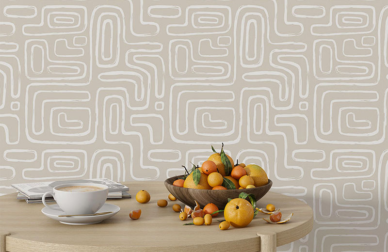 hand-drawn-loop-lines-wallpaper-with-side-table