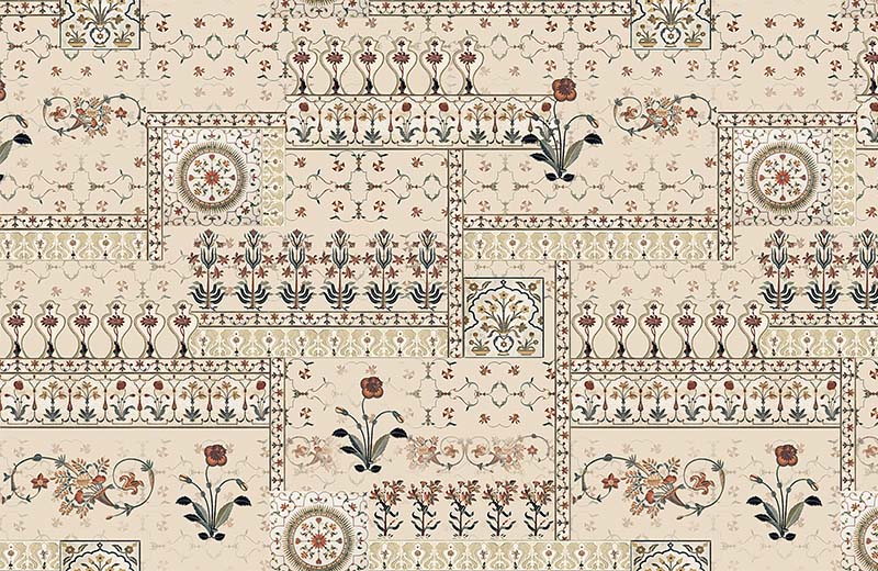 beige-indian-ikat-floral-art-wallpaper-full-view