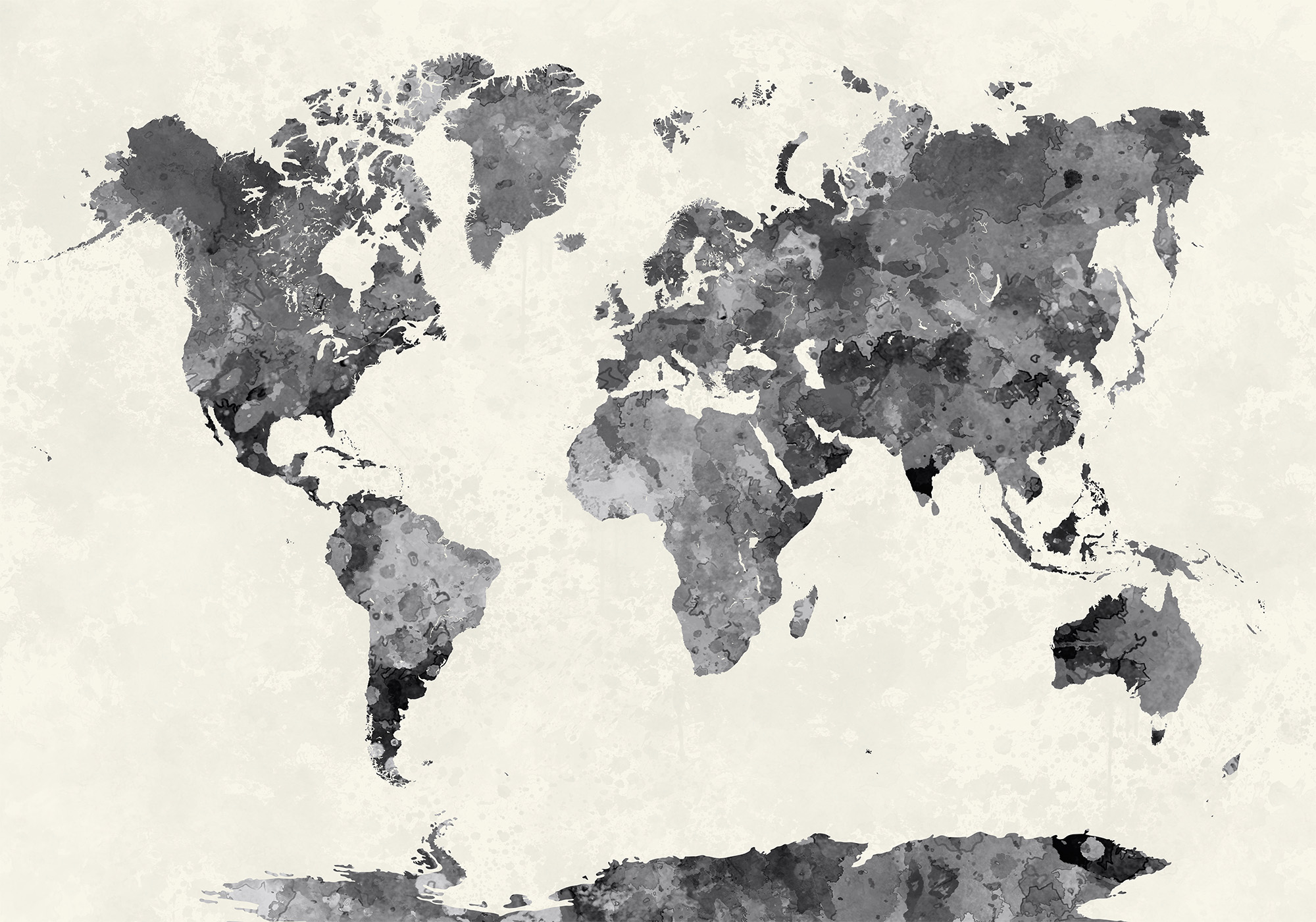 Shop Artistic Black Watercolor World Map Wallpaper | Morphico