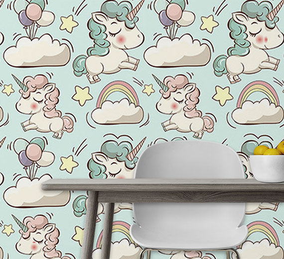 aqua-unicorn-design-Seamless design repeat pattern wallpaper-thumb