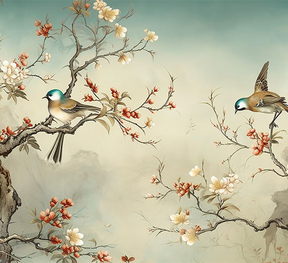 sparrows-on-a-tree-with-red-flowers-wallpaper-wallpaper-thumb