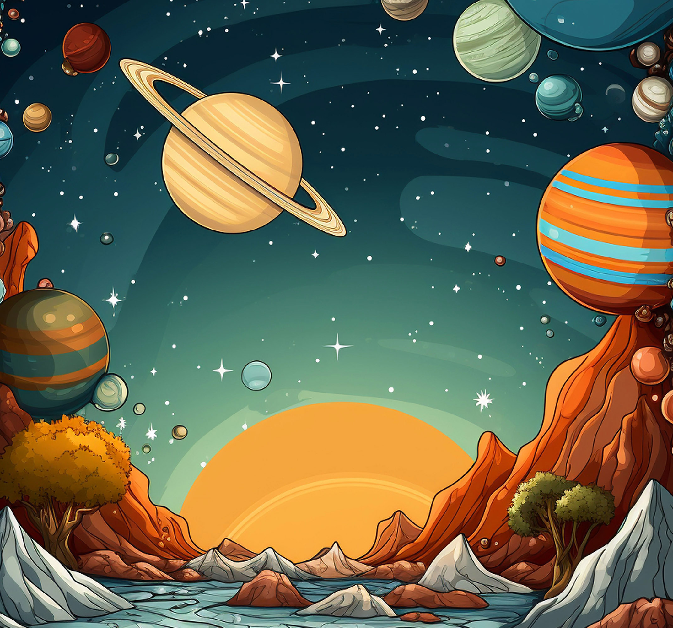 watercolour-planets-stars-in-sky-wallpaper-thumb