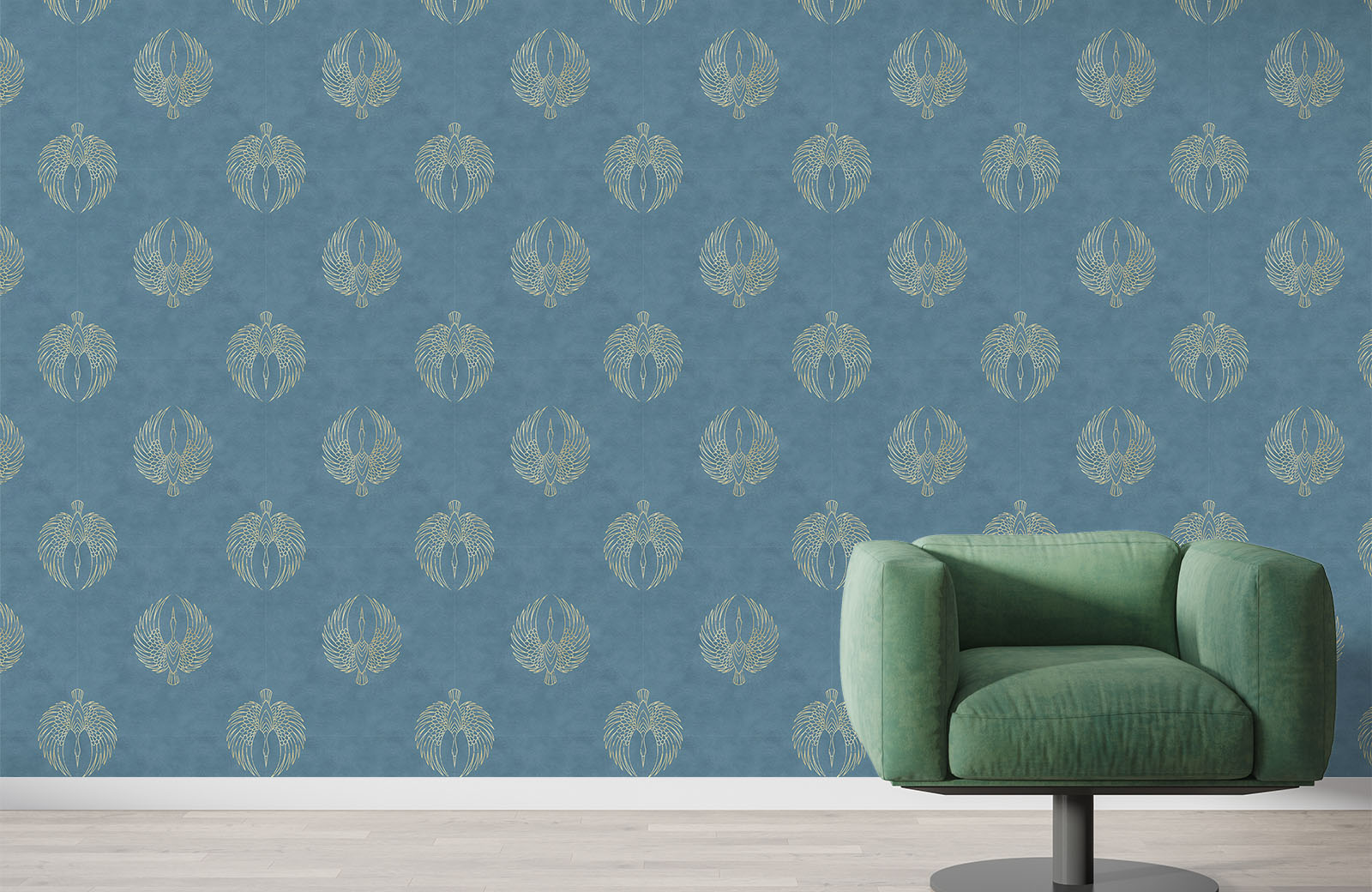 grey-damask-wallpaper-with-chair